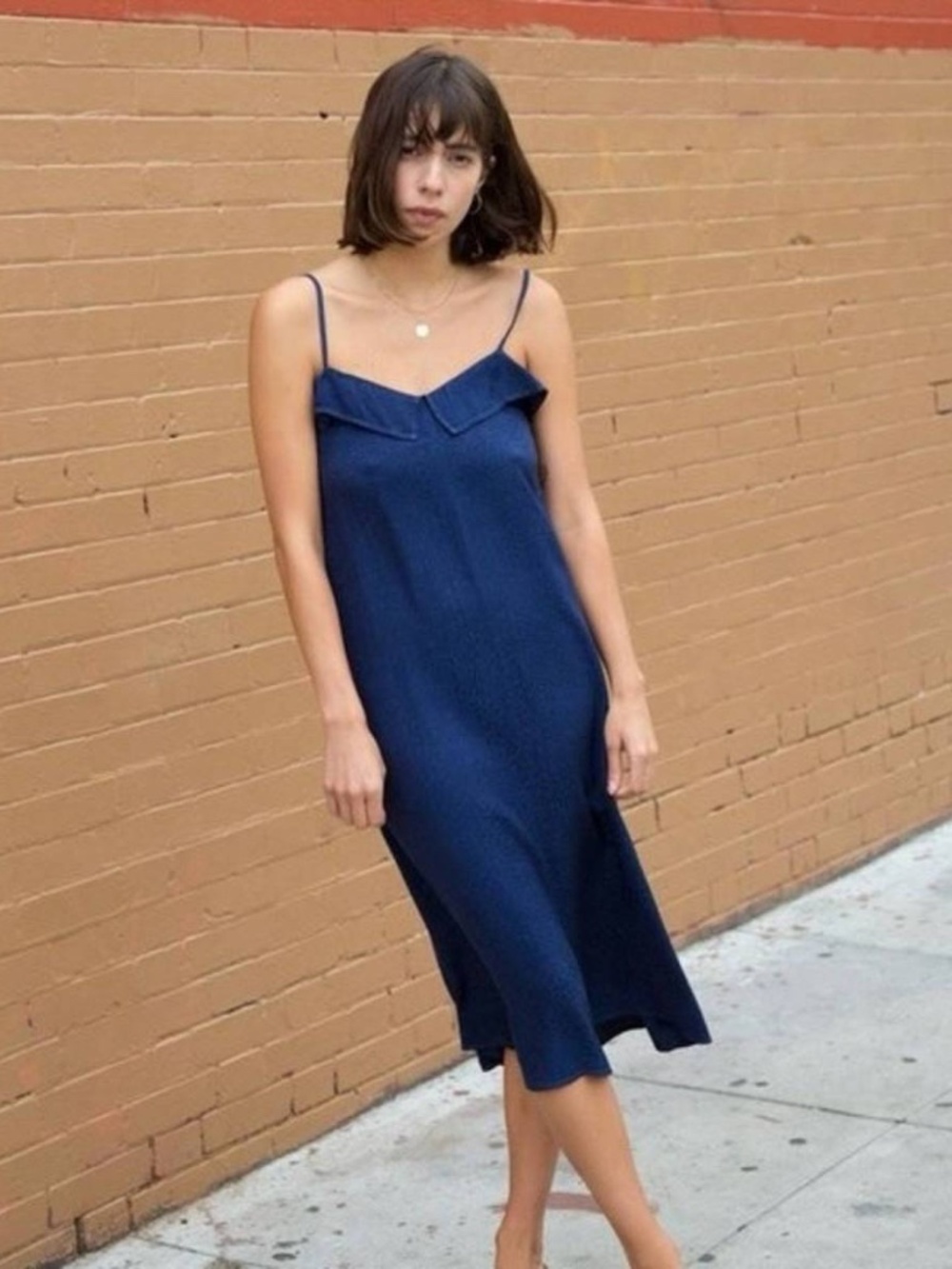 Revolve Lacausa Broadway Jacquard Satin Midi Summer Dress in Blue Midnight XS